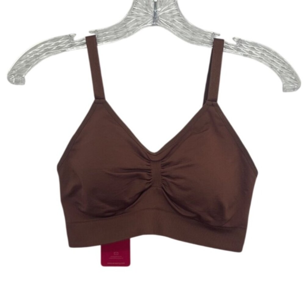 Woweny Seamless Padded Sports Bra Small Brown New Adjustable Straps Activewear G